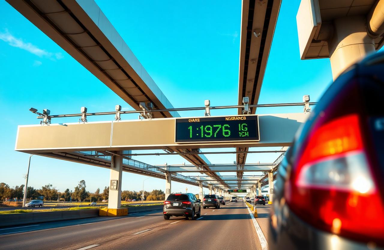 Pórtico de leitura automática Free Flow sobre rodovia